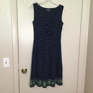 Lands' End Surplice Wrap Front Fit & Flare Navy Sleeveless Dress